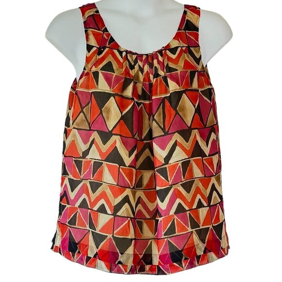 Anne Klein Silk Flowy Top Scoop Neck Pintuck Yoke with Peplum Sleeveless  Size L - Picture 1 of 8